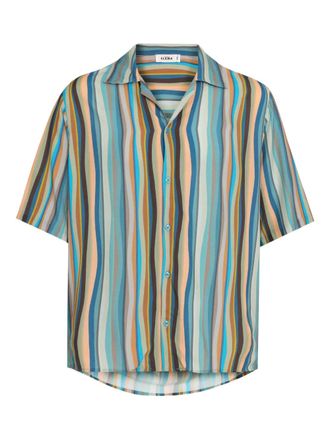 Amir Slama striped short-sleeve shirt - Blue