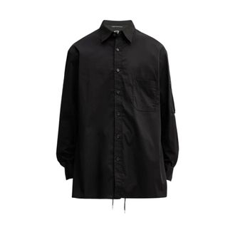 Yohji Yamamoto Overhemden, Heren, Zwart, L, Katoen, Cotton Long Sleeve Shirt