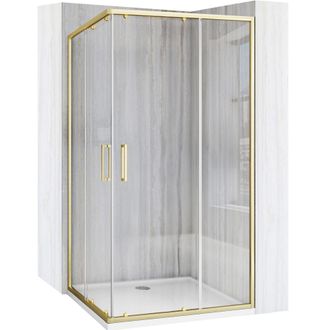 Rea Cabina De Ducha Rea City 80x100 Brush Gold + Plato De Ducha Savoy White