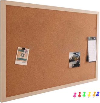 Trade Shop Trade Shop - Panel De La Placa De Pared De Corcho Con Marco De Madera 60 X 40 Cm 6 Pines