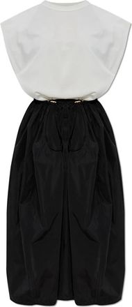 Fabiana Filippi Jurk van gecombineerde materialen - Dames - Casual kleedjes - Zwart - S - Katoen - Kleedjes