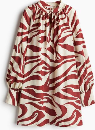 H&M Oversize-Kleid mit Bindeb&auml;ndern - Hellbeige/Zebraprint