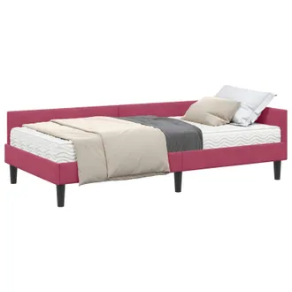 vidaXL Estructura De Cama Esquina Con Colch&oacute;n 2 Uds. Rojo Vino Vidaxl