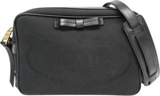 Prada Pre-owned Cross Body Bags, female, Black, Size: ONE SIZE Pre-owned Logo Jacquard Shoulder Bag