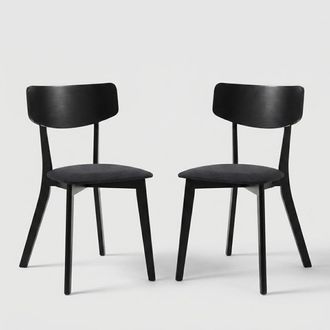 Oresteluchetta Juego De 2 Sillas De Madera Maciza Tapizadas Para Cocina Y Comedor Tokyo - Negro