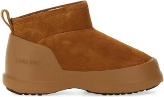 Moon Boot Suede Ankle Boots with Plush Fur Lining and Textured Sole
