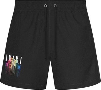 Amiri Drip logo-print swimming trunks - men - Cotton/Elastane/Polyester - XXXL - White