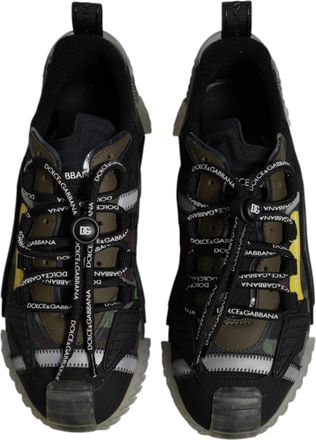 Dolce & Gabbana Mens Black Green Camo Ns1 Low Top Sneakers Shoes