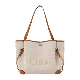 Chlo&eacute; Tassen, Dames, Beige, ONE Size, Katoen, Clover Dubbele Draagtas