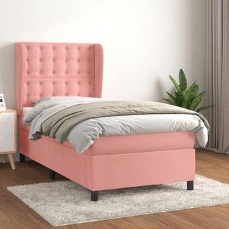 vidaXL Cama Box Spring Con Colch&oacute;n Terciopelo Rosa 80x200 Cm Vidaxl