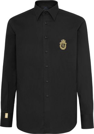 Billionaire Boys Club Gordon crest-embroidered poplin shirt - men - Elastane/Cotton - XXXXL - Black