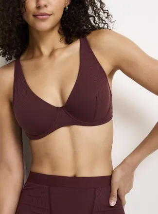 Miiyu Womens Unpadded ribbed plunge bra