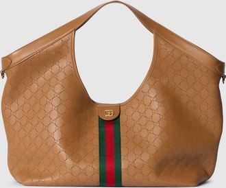 Gucci Giglio Large Tote Bag, Beige, Leather