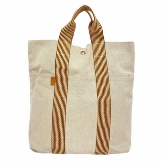 Herm&egrave;s Beige Canvas Tote Bag (Pre-Owned)