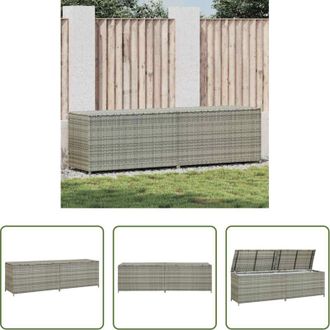 vidaXL Polyrattan - Baule da Giardino in Polyrattan 200x50x60 cm Grigio