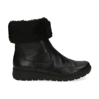 Caprice Zwarte Nappa Gesloten Booties - Dames - Enkellaarsjes - Zwart - 36 EU - Leer - Schoenen