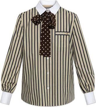 Valentino Garavani Shirt met Sjaal - Dames - Overhemden - Beige - XS - Katoen - Overhemden