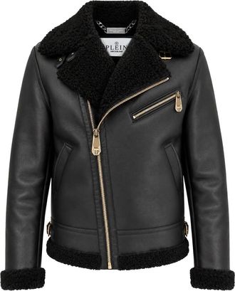Philipp Plein Biker Jacket Cocco - Heren - Jassen - Zwart - Maat: 2XL Leer