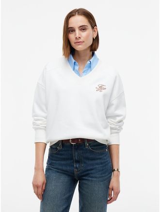 Tommy Hilfiger Womens Relaxed V-Neck Sweatshirt - Ecru - XS