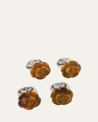 Jan Leslie Mens Tigers Eye Rose Shirt Studs