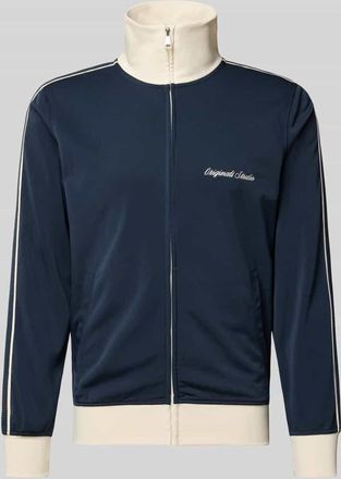 Jack & Jones Jack & Jones Slim Fit Sweatjacke mit Logo-Stitching Modell Niagara in Marine, Gr&ouml;&szlig;e XXL