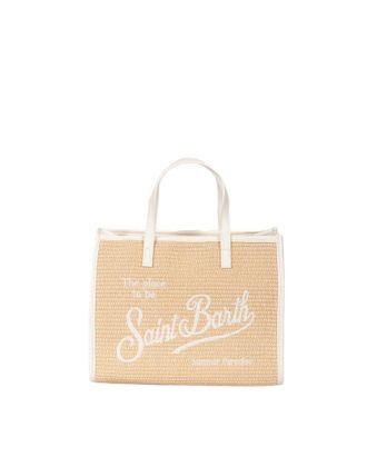 MC2 Saint Barth Rectangular Woven Tote Bag with Natural Straw Texture