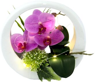 I.GE.A. Kunstorchidee »Orchidee« im Keramiktopf, mit LED-Beleuchtung