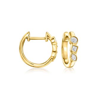 RS Pure by Ross-Simons Multi-Shaped Lab-Grown Diamond Hoop Earrings in 18kt Gold Over Sterling