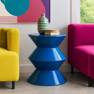 Dmora Mesa De Centro Ilam, Dise&ntilde;o Moderno, Forma Redonda, Color Tablero Azul, 40x50x38h Cm Azul