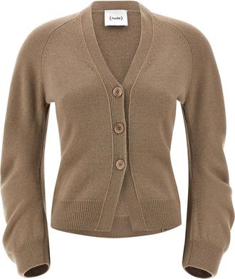 Nude Nude, Truien & Vesten, Dames, Beige, L, Wol, Curved Sleeves Cardigan