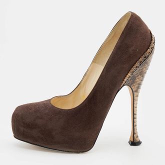 Brian Atwood Brown Suede Platform Pumps