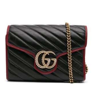 Gucci Pre-owned Womens Marmont 20 Matelass Wallet Chain - Black Leather - One Size