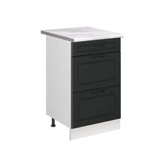 Vicco Mueble Bajo De Cocina R-line, Antracita Casa De Campo/blanco, 50 Cm Encimera M&aacute;rmol, Vicco