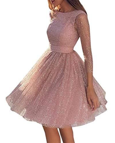 Minetom Mi-Longue Robe Brillante Paillette Tutu Tulle Dos Nu