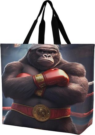 Generic Gorillas Boxing Champion Reusable Shopping Bags Large Capacity Grocery Bag Heavy Duty Tote for Women 40x40x16cm