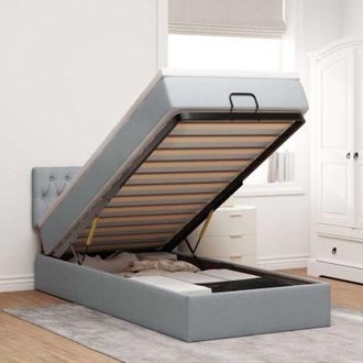 vidaXL Cama Otomana Con Colch&oacute;n Y Led Tela Gris Claro 80x200cm Vidaxl