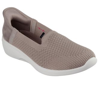 Skechers Womens Arya-Sweet Voice Hands Free Slip-ins Loafer Flat, Taupe, 8
