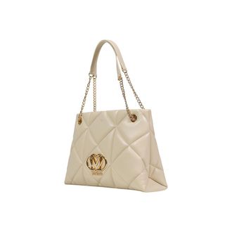 Love Moschino Womens Quilted Eco-Leather Shoulder Bag Beige