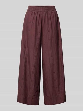 Marc O'Polo Denim Regular Fit Culotte mit Stickereien in Aubergine, Gr&ouml;&szlig;e XL