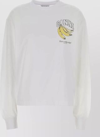Ganni organic cotton long-sleeve cherry-print sweatshirt