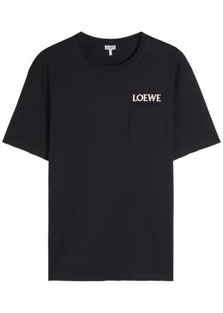 Loewe Logo-embroidered Stretch-cotton T-shirt - Black - XL