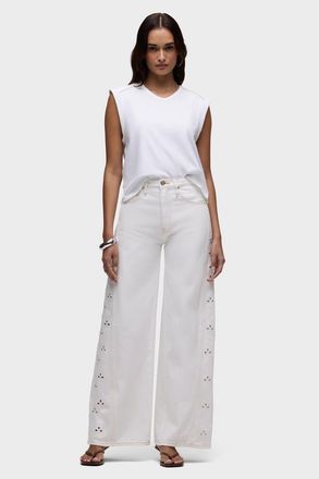 Hudson James Wide Leg in Embroidered White at Nordstrom, Size 26 X 32
