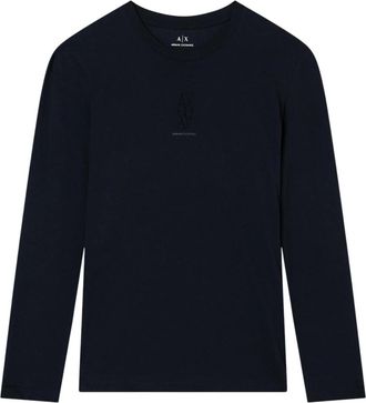 A|X Armani Exchange Tops, Dames, Zwart, S, Katoen, T-shirt met lange mouwen