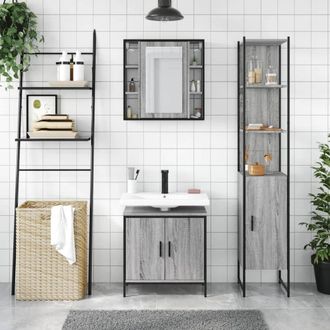 Berkfield Home Stylish 3 Piece Bathroom Cabinet Set Grey Sonoma Engineered Wood