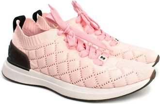 Chanel Light Pink Knit Lace Up Trainers Size 40