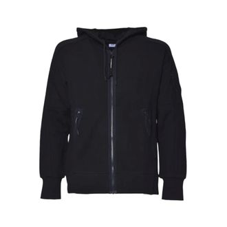 C.P. Company Zip-throughs, male, Blue, Size: M Diagonal Raised Fleece Hooded Full Zip Sweatshirt