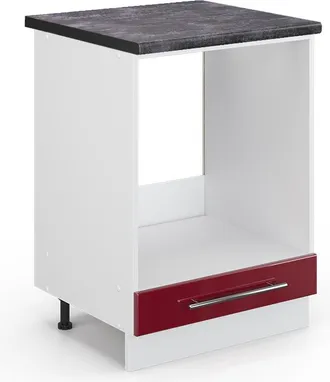 Vicco Armario Para Horno Empotrado Fame-line, Rojo Burdeos Alto Brillo, 60 Cm, Et Antracita Vicco