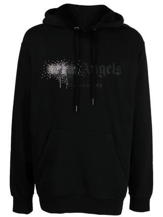 Palm Angels Mens Angel Rhinestone Logo Print Hoodie in Black Cotton - Size X-Small
