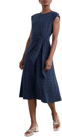 Seasalt Cornwall Fettling Tie Waist Jersey Midi Dress in Dotty Speckle Maritime at Nordstrom, Size 16 Us