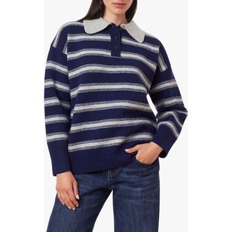 Habitual Stripe Oversize Polo Sweater in New Navy at Nordstrom, Size X-Small